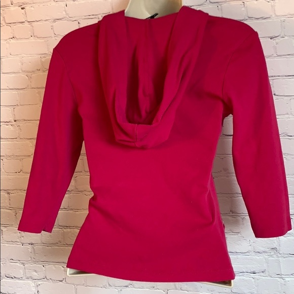 The Limited Hooded Shirt size XS 3/4” sleeves Barbie Pink V neck 100% Cotton - Picture 6 of 8